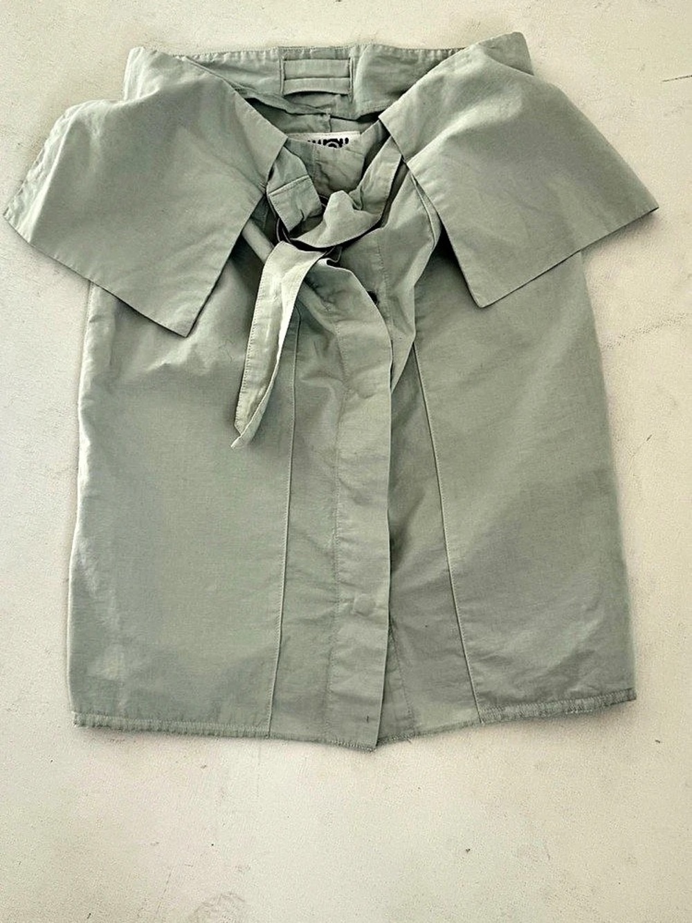 Sage Green Tie-Neck Button Front Top